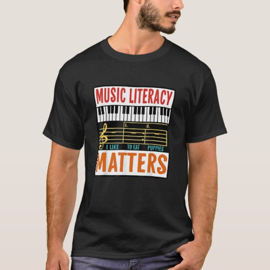 Music Literacy Matters I Like To Eat Puppies Music T-Shirt (Vorderseite)