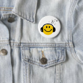 Music Love Happy Face mit Kopfhörern Button (Beispiel)