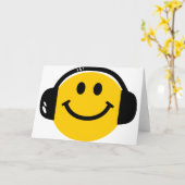 Music Love Happy Face mit Kopfhörern Karte (Gelbe Blume)