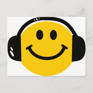 Music Love Happy Face mit Kopfhörern Postkarte