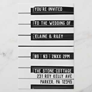 Music=Love Piano Photo Budget Wedding Invitation Flyer