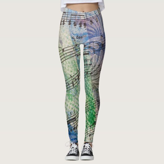 Music-Lover Abstrakter Künstlerischer Stil Leggings (Vorderseite)