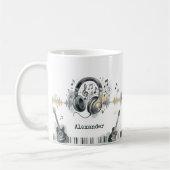 Music Lover Artist Watercolor Personalized Name Kaffeetasse (Links)
