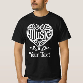 Music Lover Elegant Scrolled Heart Personalized T-Shirt