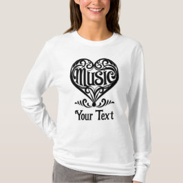 Music Lover Elegant Scrolled Heart Personalized T-Shirt