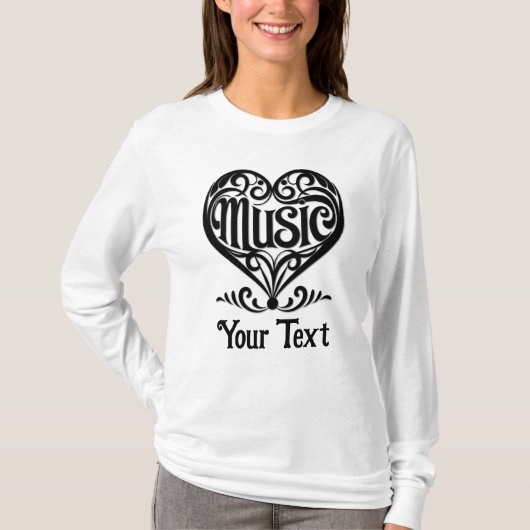 Music Lover Elegant Scrolled Heart Personalized T-Shirt (Vorderseite)