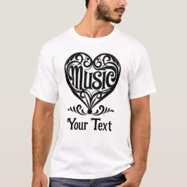 Music Lover Elegant Scrolled Heart Personalized T-Shirt