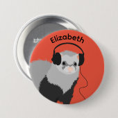 Music Lover Ferret Name Button (Vorne & Hinten)