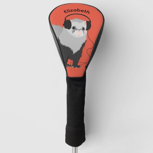 Music Lover Ferret Name Golf Headcover (Vorderseite)