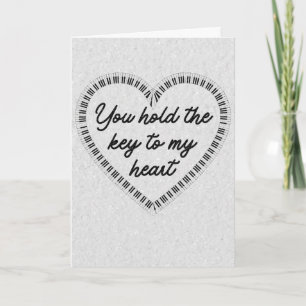 Music Lover Key für meinen Herz Glitzer Valentine Karte
