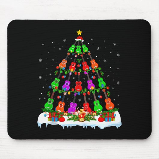 Music Lover Musical Ukulele Guitar Christmas Tree Mousepad (Vorne)