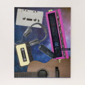 Music Lover Vintage Radio Microphone Tapes Guitar Puzzle (Vertikal)