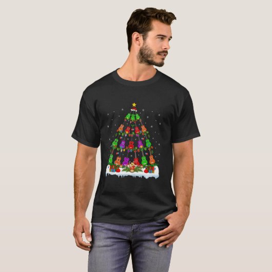 Music Lover Xmas Lights Musical Ukulele Christmas  T-Shirt (Vorne ganz)