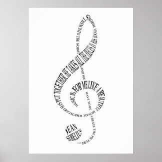 Music Lovers Gift Poster - Treble Clevere Word Kun
