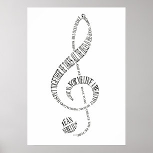 Music Lovers Gift Poster - Treble Clevere Word Kun