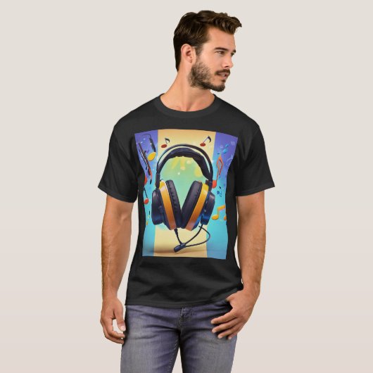 Music Lover's Graphic T - Shirt - Vibrant Design (Vorne ganz)