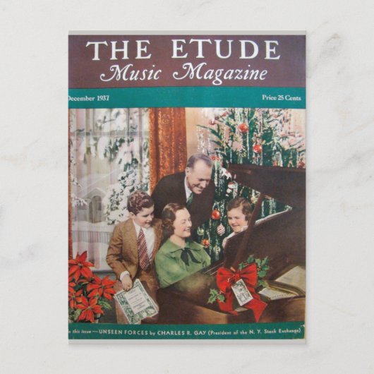 Music Magazine, 'The Etude' Dezember 1937 Postkarte (Vorderseite)