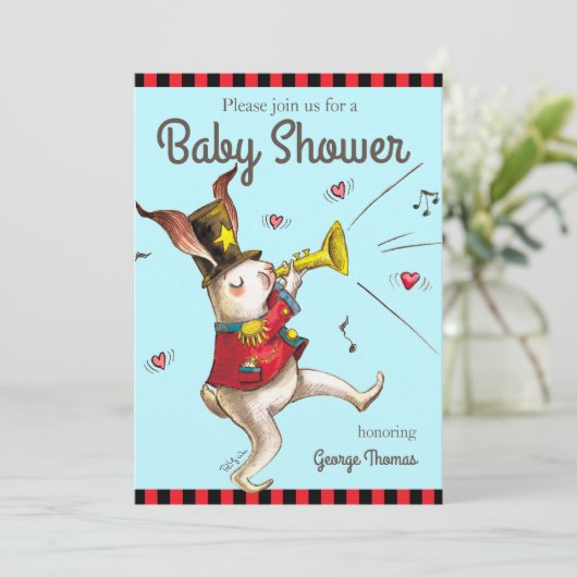 Music Maker! Rabbit Einladungskarte Einladung (Stehend Vorderseite)