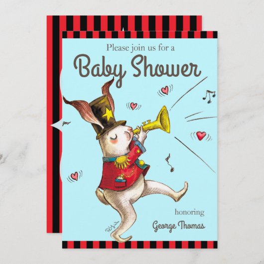 Music Maker! Rabbit Einladungskarte Einladung (Vorne/Hinten)