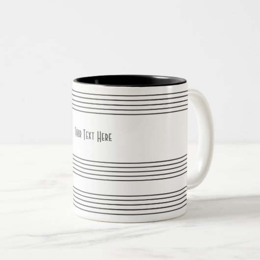 Music Manuscript Stave Lines Musical Schwarz-weiß Tasse (VorderseiteRechts)