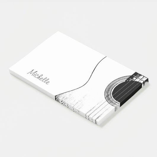 Music Monogram Black and White Gitarre Post-it Klebezettel (angewinkelt)