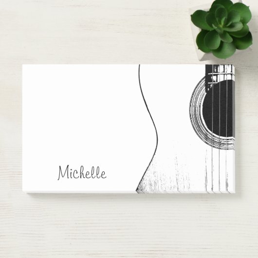 Music Monogram Black and White Gitarre Post-it Klebezettel (Büro)