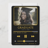 Music MP3 Player Black & Gold Graduation Ankündigung (Vorderseite)