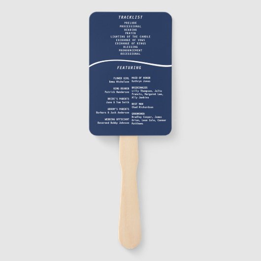 Music MP3 Player Blue Wedding Program Fächer (Rückseite)