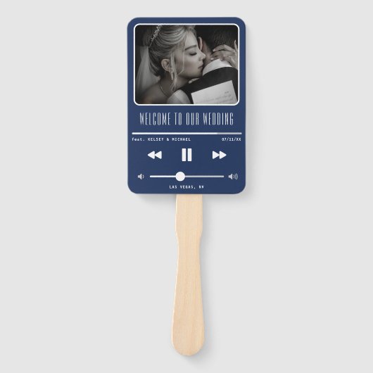 Music MP3 Player Blue Wedding Program Fächer (Vorderseite)