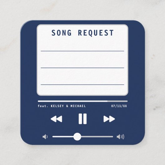 Music MP3 Player Blue Wedding Song Anfrage Begleitkarte (Vorderseite)