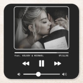 Music MP3 Player Wedding Black Rechteckiger Pappuntersetzer (Vorderseite)