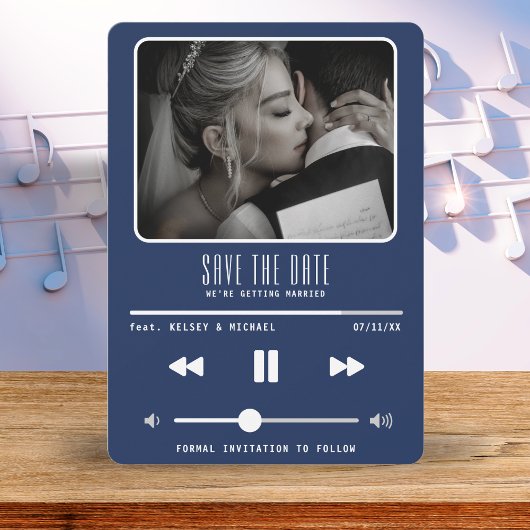 Music MP3 Player Wedding Dark Blue Save The Date