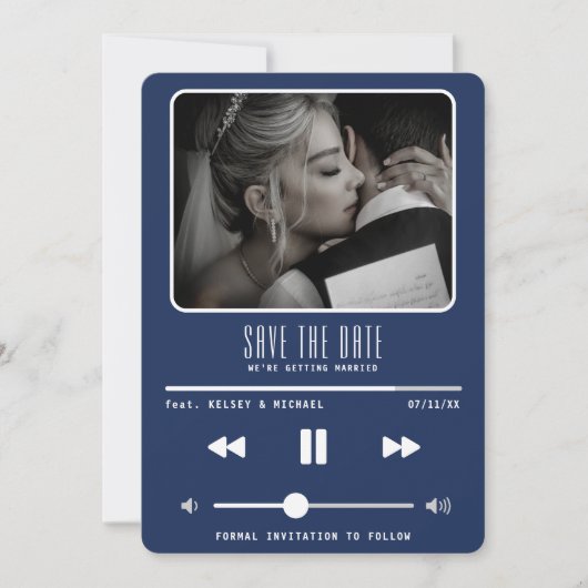 Music MP3 Player Wedding Dark Blue Save The Date (Vorderseite)