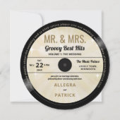 Music Mr. Groovy Gold Retro Vintage Wedding Einladung (Vorderseite)