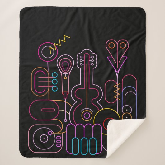 Music Neon Colors Design Sherpadecke (Vorderseite)