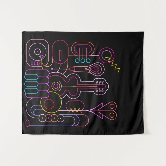 Music Neon Colors Design Wandteppich (Vorderseite (Horizontal))