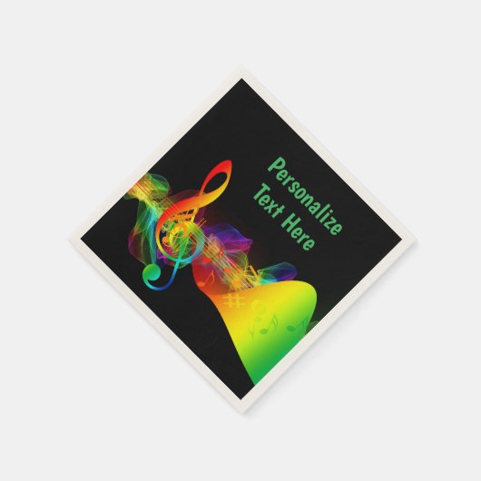 Music Neon Musical Notes Dance Party Personalisier Serviette (Ecke)