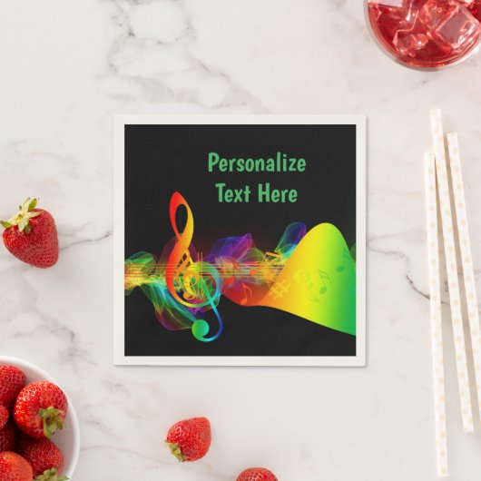 Music Neon Musical Notes Dance Party Personalisier Serviette (Beispiel)