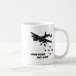 Music Not War Airplane Gitarre Liebe Peace Pac Kaffeetasse