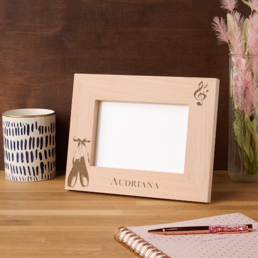 Music Note Ballet Shoes Personalized Geätzte Rahmen (Linke Ecke)