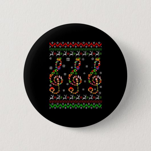 Music Note Christmas Ugly Sweater Musical Teacher Button (Vorderseite)