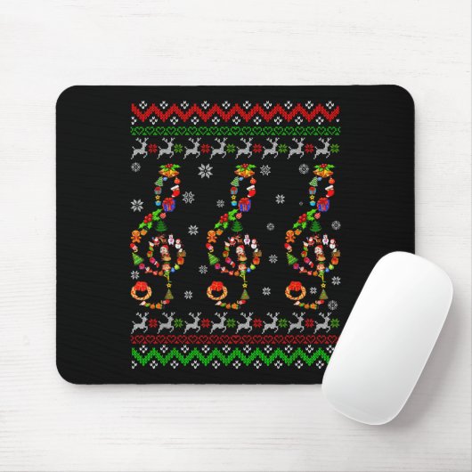 Music Note Christmas Ugly Sweater Musical Teacher Mousepad (Mit Mouse)