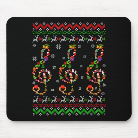 Music Note Christmas Ugly Sweater Musical Teacher Mousepad (Vorne)