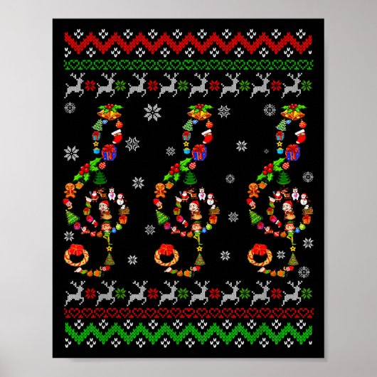 Music Note Christmas Ugly Sweater Musical Teacher Poster (Vorne)