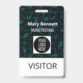 Music Note Pattern Lanyard | Event Badge Holder |  Ausweis (Vorderseite)