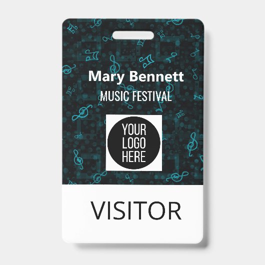 Music Note Pattern Lanyard | Event Badge Holder |  Ausweis (Vorderseite)