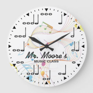 Music Note Personalizable Wall Clock Große Wanduhr