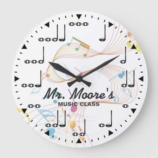 Music Note Personalizable Wall Clock Große Wanduhr (Vorderseite)