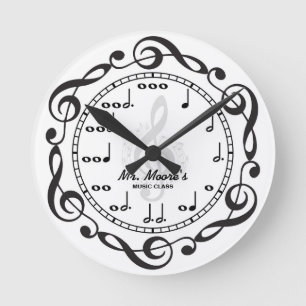 Music Note Personalizable Wall Clock Runde Wanduhr