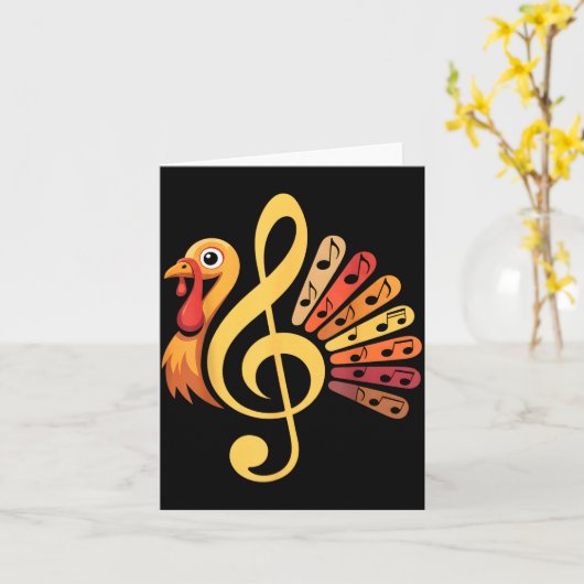 Music Note Symbol Turkey Teacher Fall Thanksgiving Karte (Gelbe Blume)